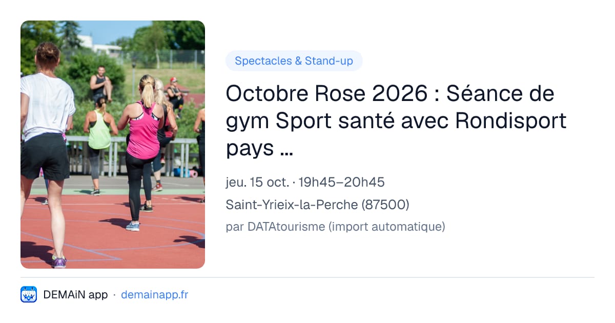 Octobre Rose 2026 : Séance de gym Sport santé avec Rondisport pays arédien — Saint-Yrieix-la-Perche