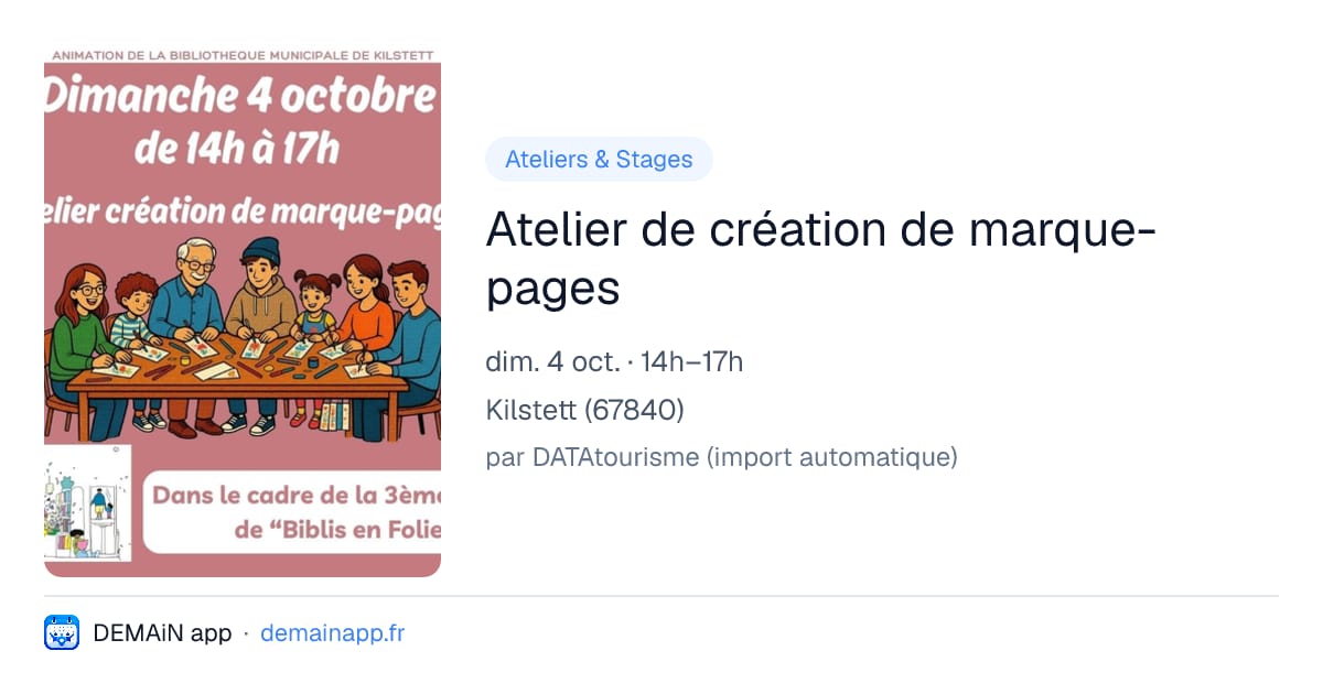 Atelier de création de marque-pages — Kilstett