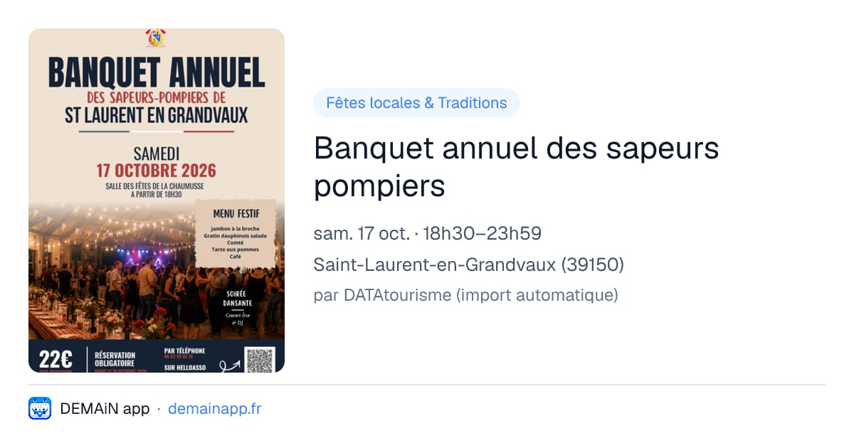 Banquet annuel des sapeurs pompiers — Saint-Laurent-en-Grandvaux
