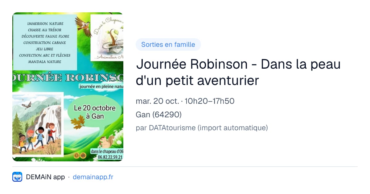 Journée Robinson - Dans la peau d'un petit aventurier — Gan