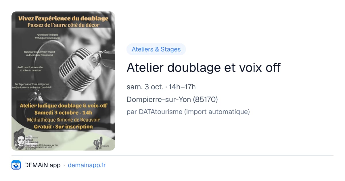 Atelier doublage et voix off — Dompierre-sur-Yon