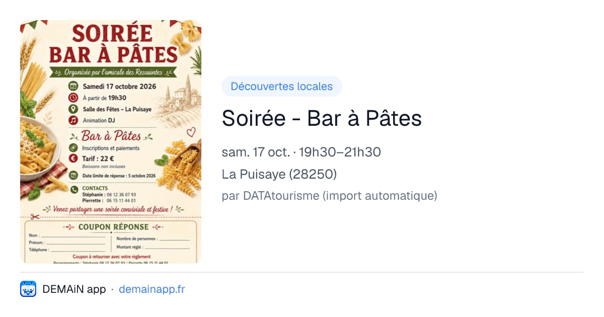 Soirée - Bar à Pâtes — La Puisaye
