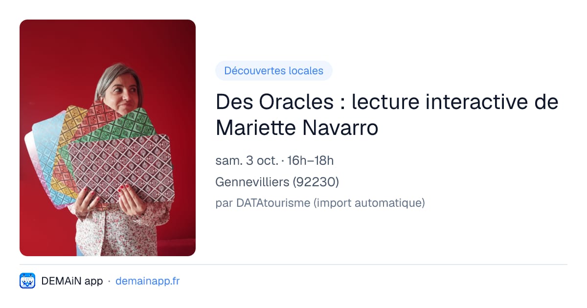 Des Oracles : lecture interactive de Mariette Navarro — Gennevilliers