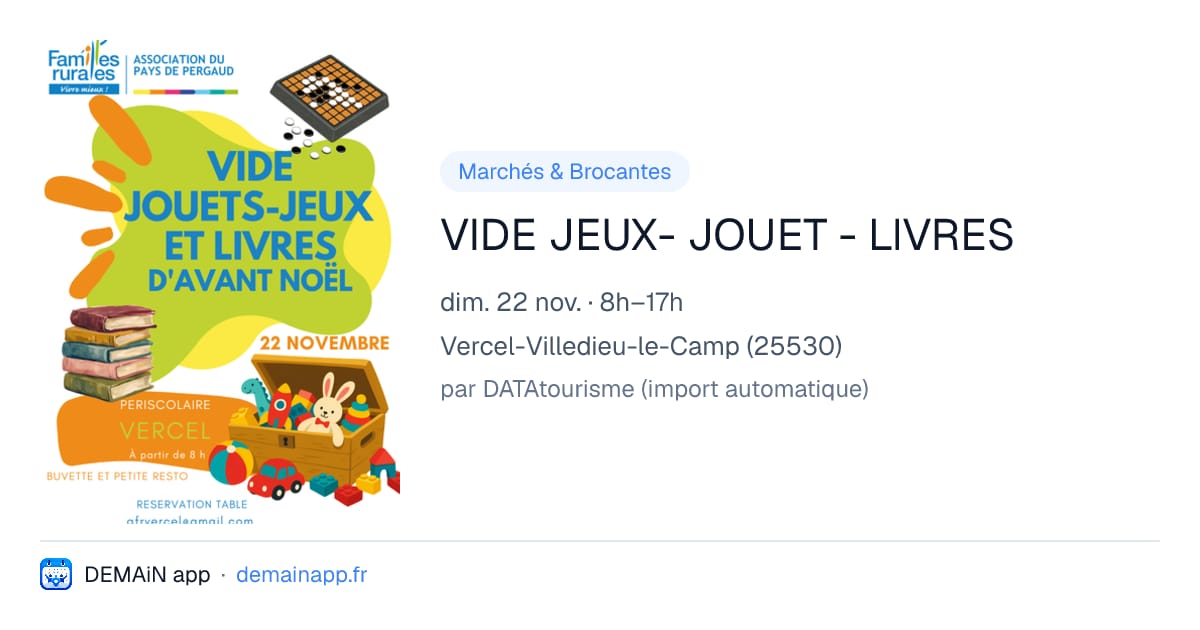 VIDE JEUX- JOUET - LIVRES — Vercel-Villedieu-le-Camp