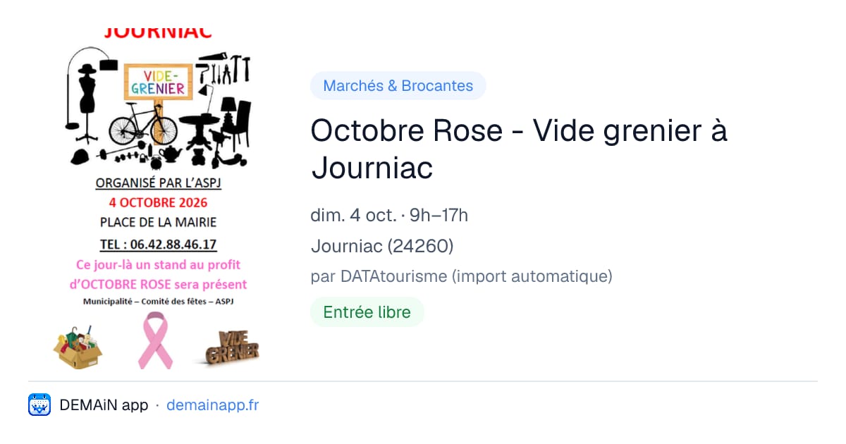 Octobre Rose - Vide grenier à Journiac — Journiac