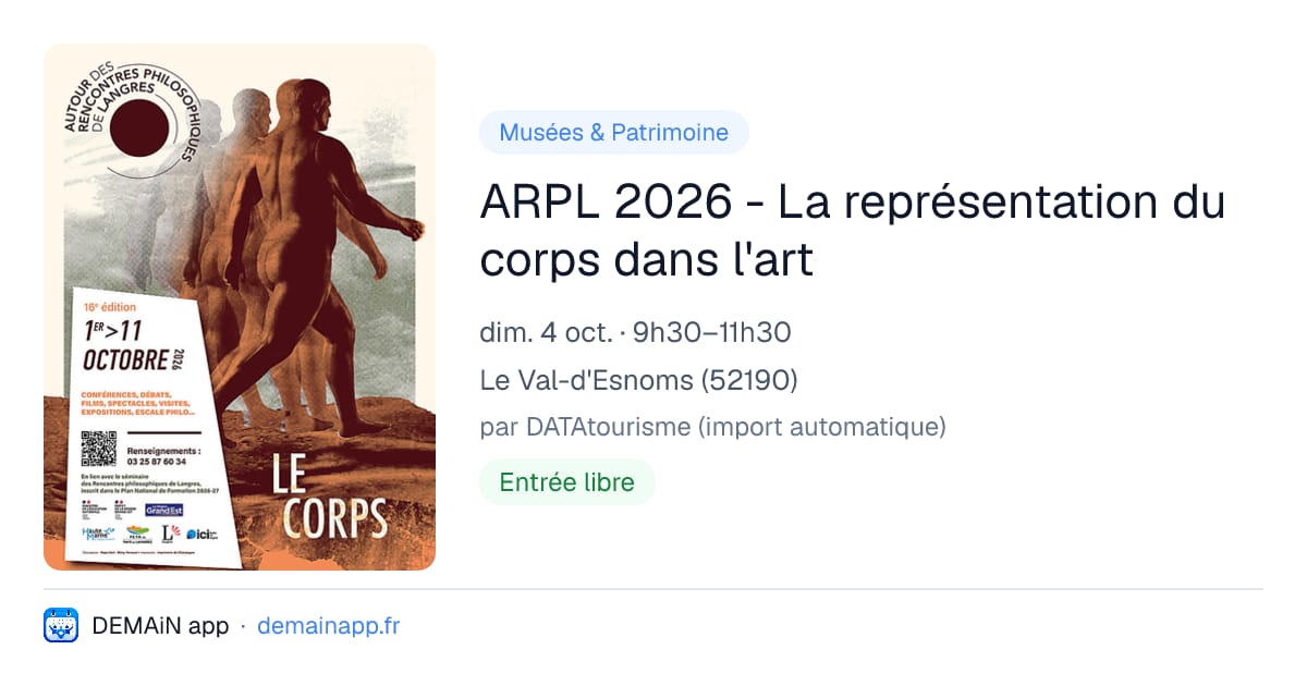 ARPL 2026 - La représentation du corps dans l'art — Le Val-d'Esnoms