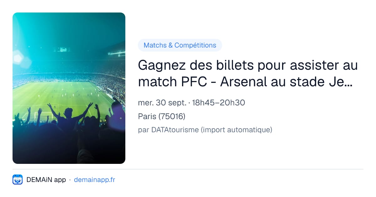 Gagnez des billets pour assister au match PFC - Arsenal au stade Jean Bouin — Paris
