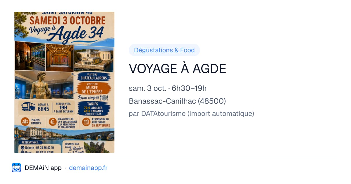 VOYAGE À AGDE — Banassac-Canilhac