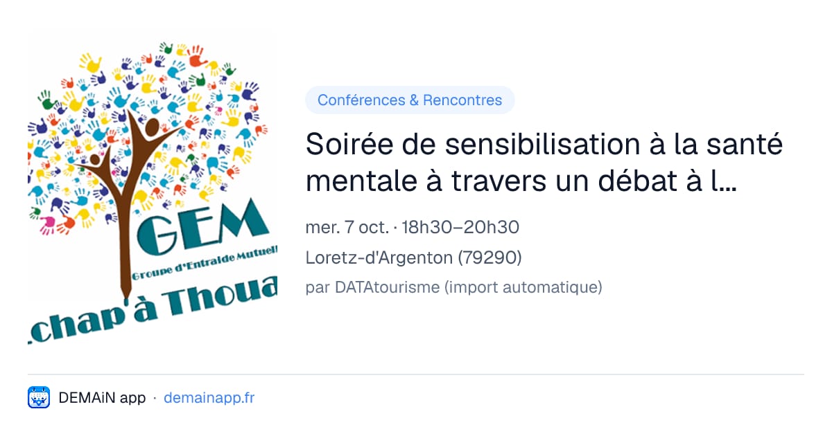 Soirée de sensibilisation à la santé mentale à travers un débat à la bibliothèque de Bouillé-Loretz. — Loretz-d'Argenton
