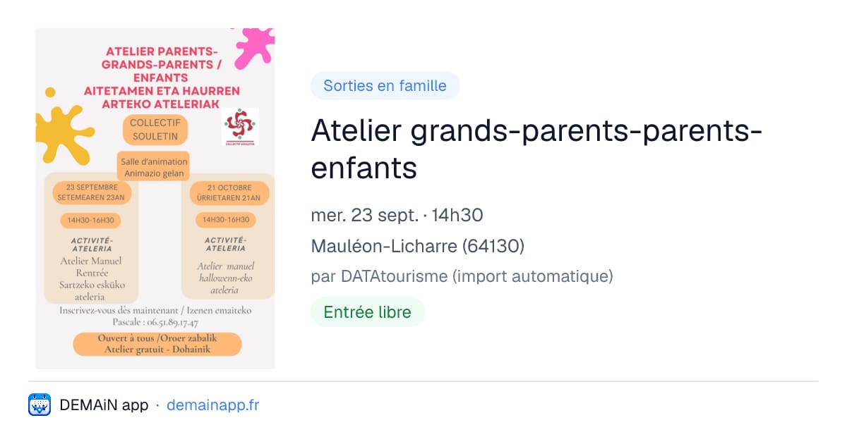 Atelier grands-parents-parents-enfants — Mauléon-Licharre