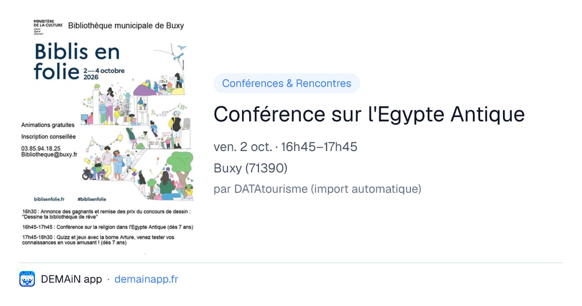 Conférence sur l'Egypte Antique — Buxy