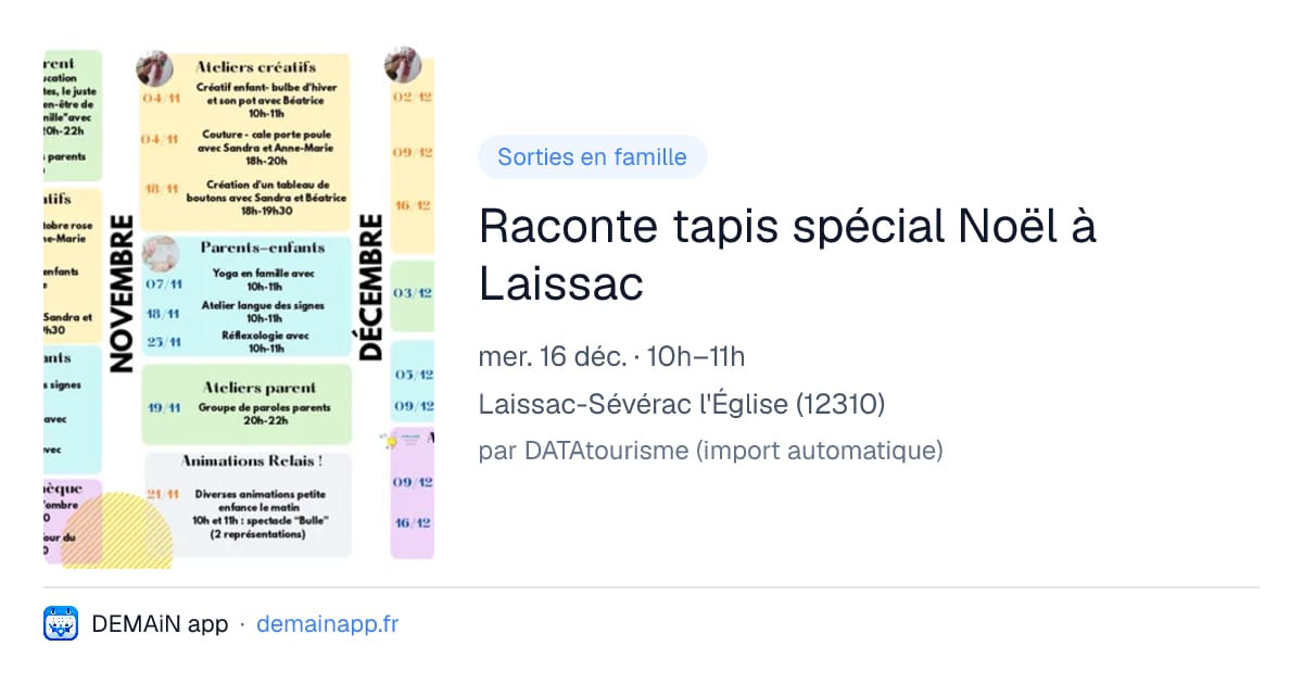 Raconte tapis spécial Noël à Laissac — Laissac-Sévérac l'Église