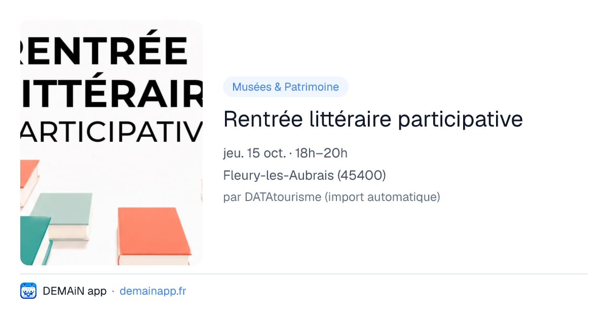 Rentrée littéraire participative — Fleury-les-Aubrais