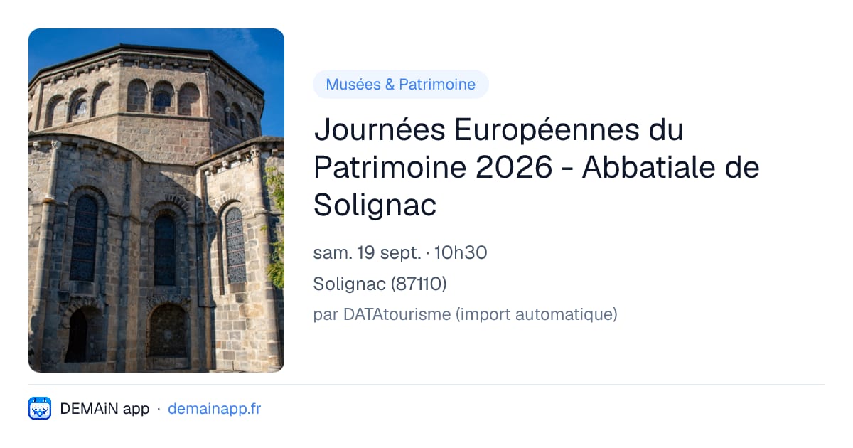 Journées Européennes du Patrimoine 2026 - Abbatiale de Solignac — Solignac