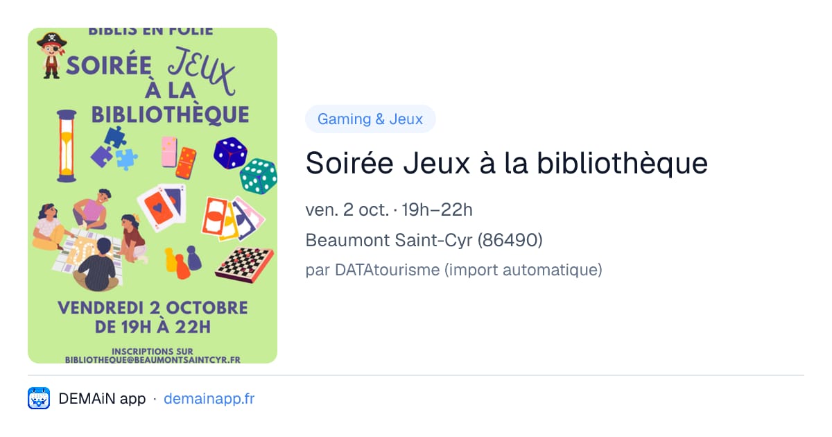 Soirée Jeux à la bibliothèque — Beaumont Saint-Cyr