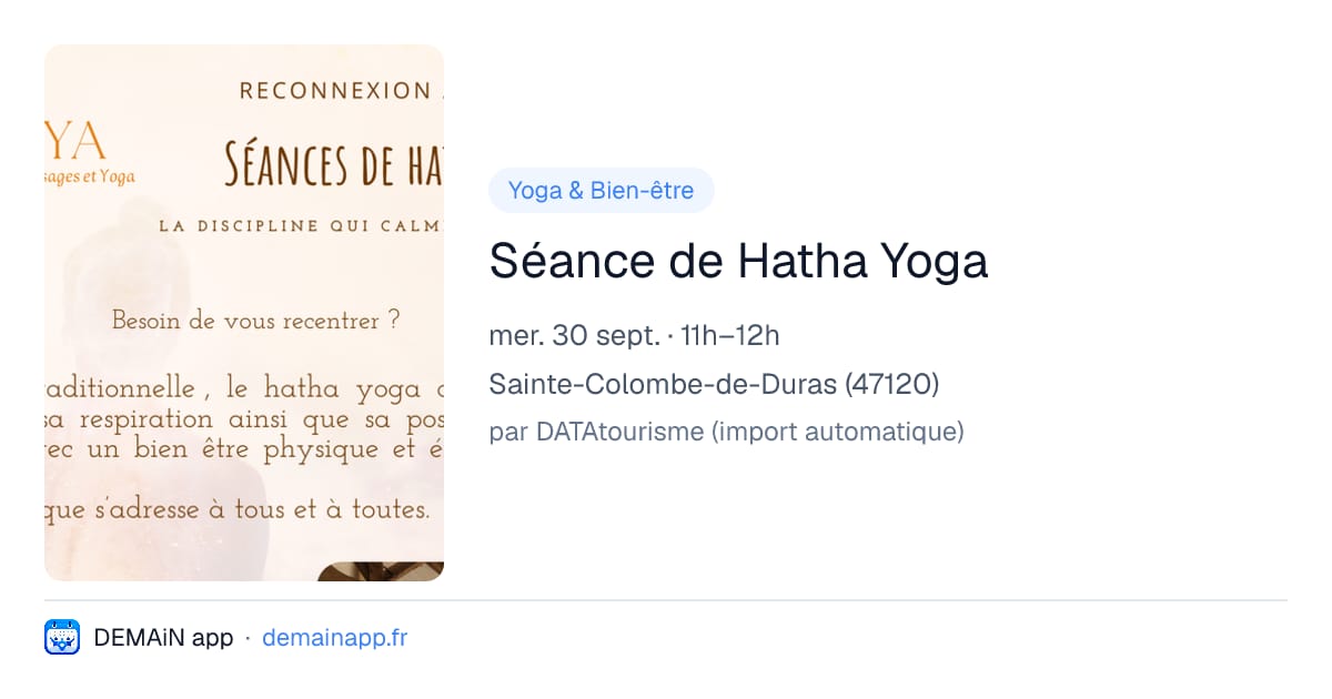 Séance de Hatha Yoga — Sainte-Colombe-de-Duras