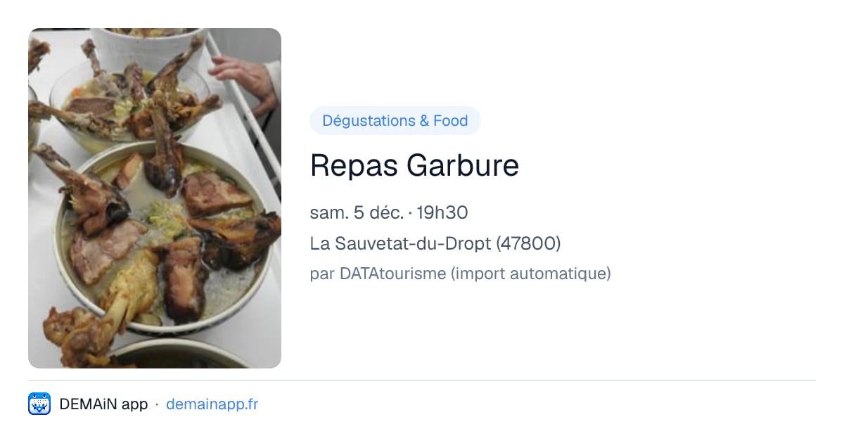 Repas Garbure — La Sauvetat-du-Dropt