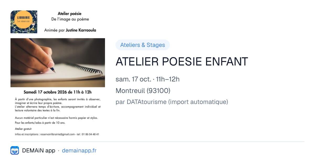 ATELIER POESIE ENFANT — Montreuil