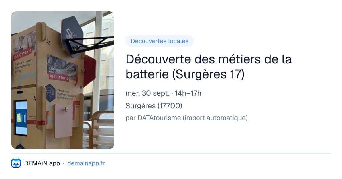 Découverte des métiers de la batterie (Surgères 17) — Surgères