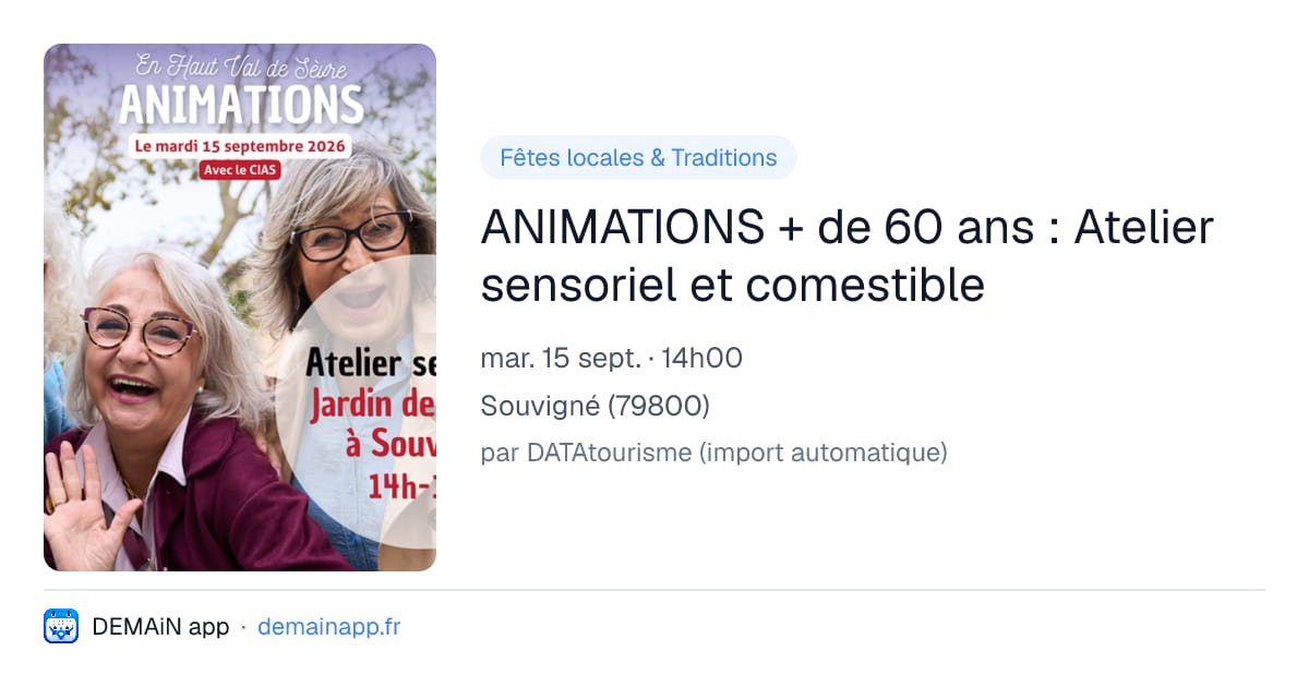 ANIMATIONS + de 60 ans : Atelier sensoriel et comestible — Souvigné