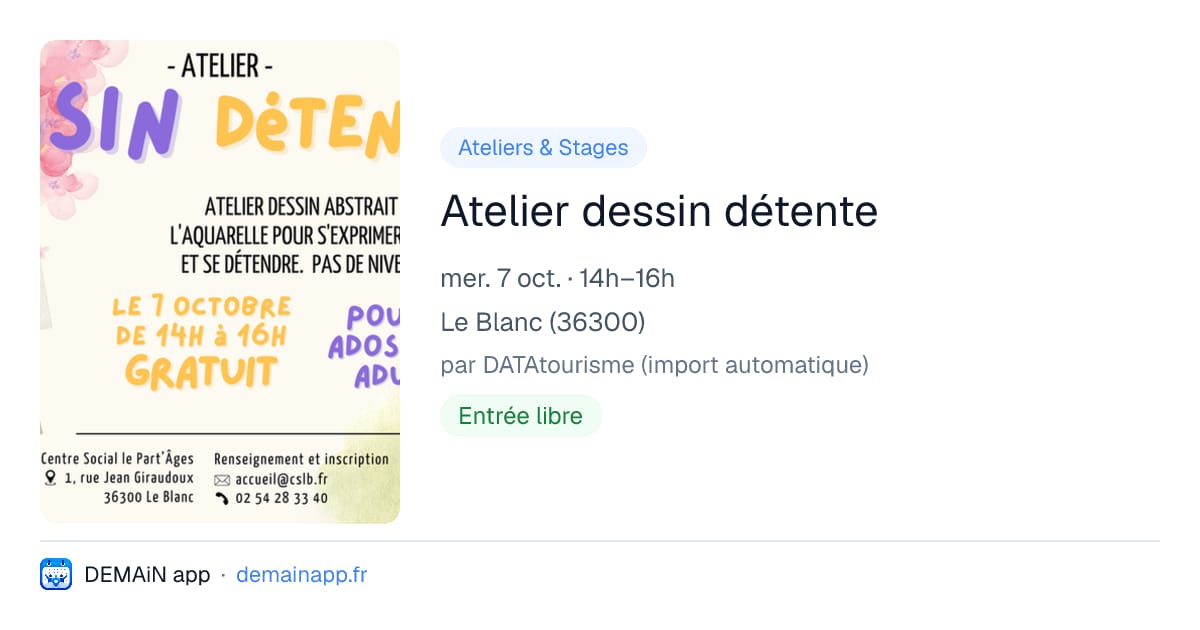 Atelier dessin détente — Le Blanc