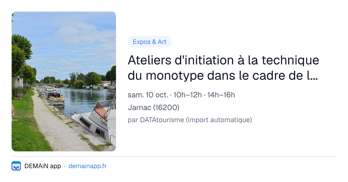 Ateliers d'initiation à la technique du monotype dans le cadre de l'exposition Reliefs oniriques — Jarnac