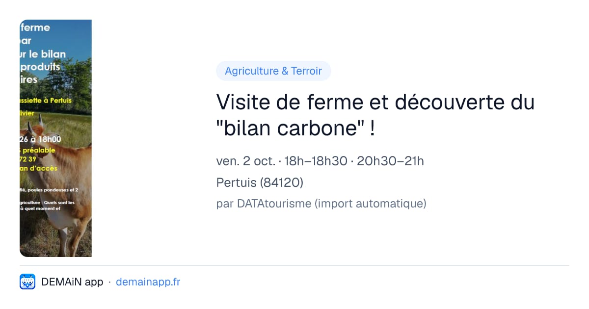 Visite de ferme et découverte du "bilan carbone" ! — Pertuis