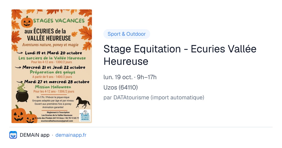 Stage Equitation - Ecuries Vallée Heureuse — Uzos
