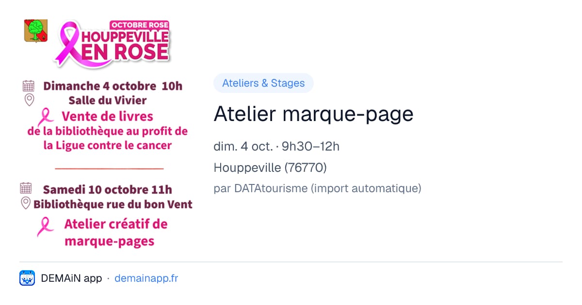 Atelier marque-page — Houppeville