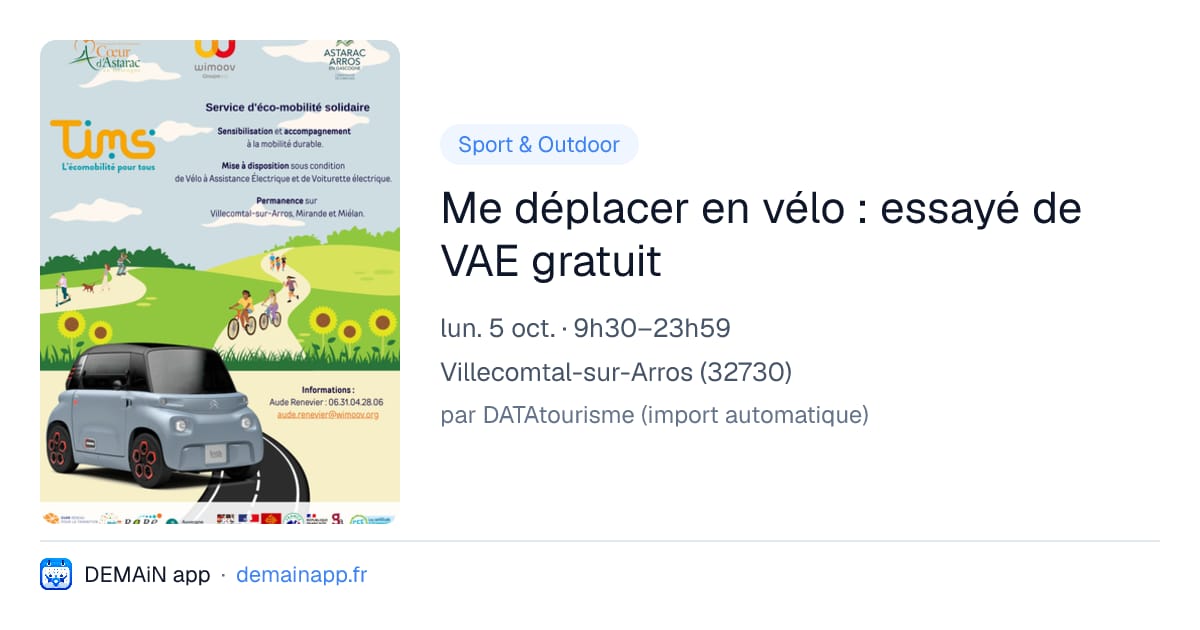 Me déplacer en vélo : essayé de VAE gratuit — Villecomtal-sur-Arros