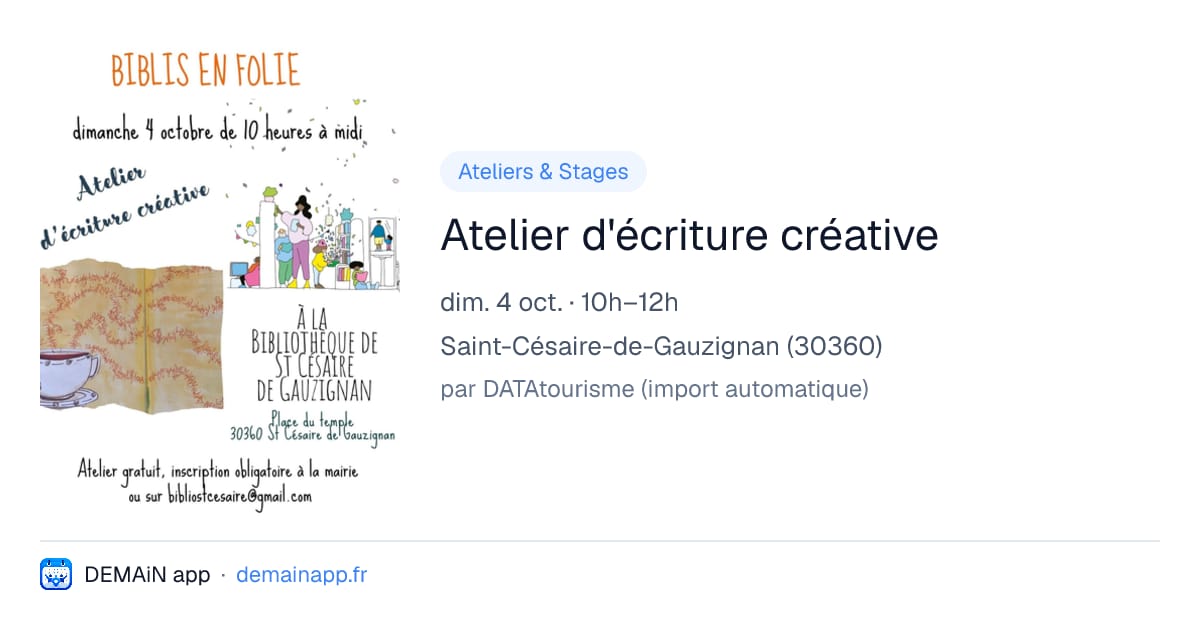 Atelier d'écriture créative — Saint-Césaire-de-Gauzignan