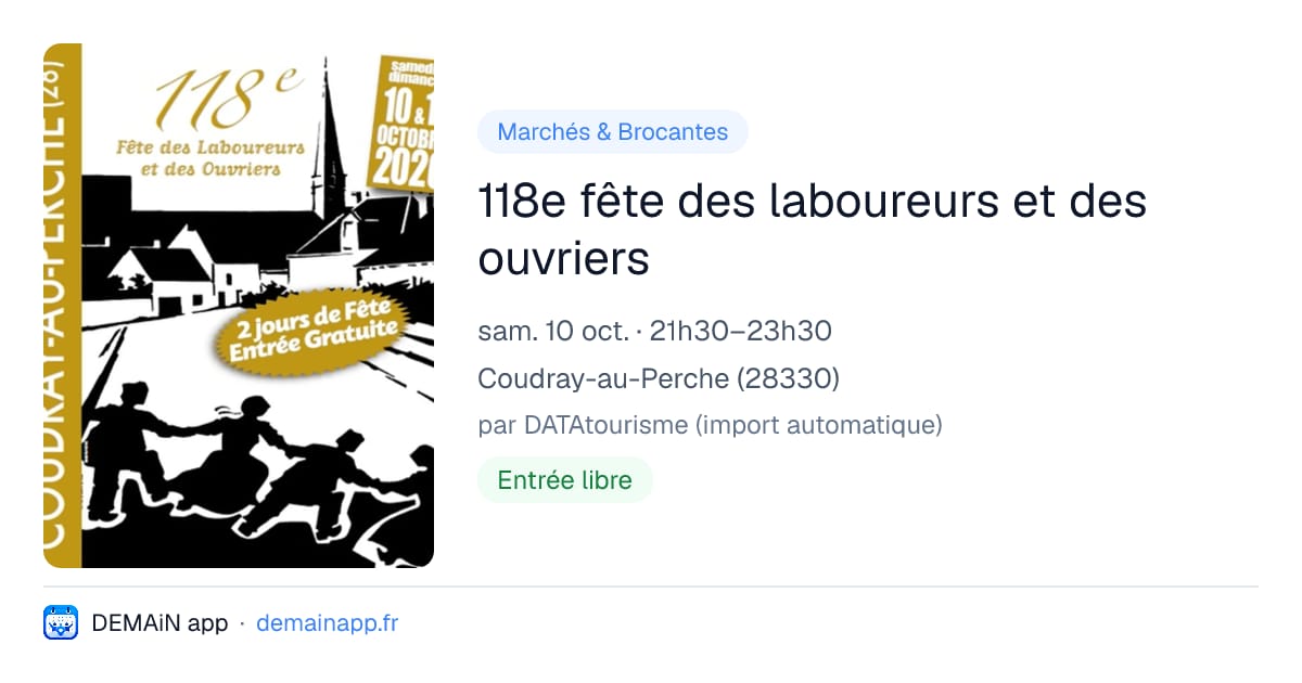 118e fête des laboureurs et des ouvriers — Coudray-au-Perche