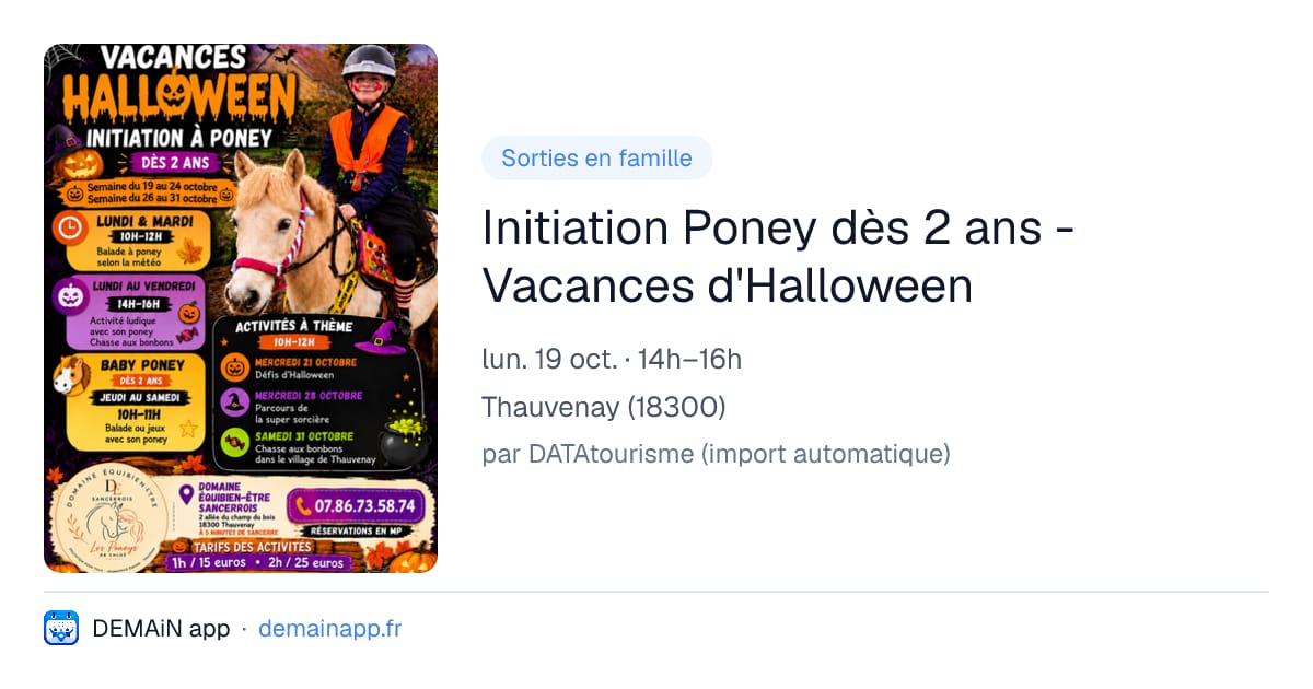 Initiation Poney dès 2 ans - Vacances d'Halloween — Thauvenay