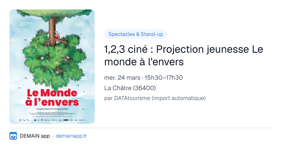1,2,3 ciné : Projection jeunesse Le monde à l'envers — La Châtre