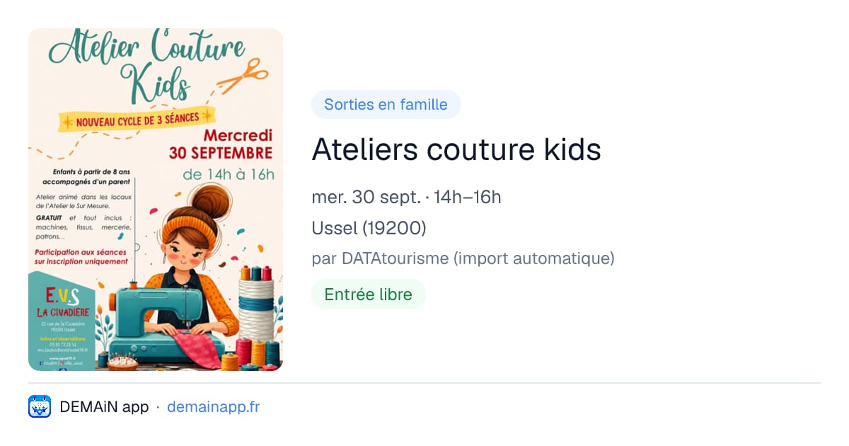Ateliers couture kids — Ussel