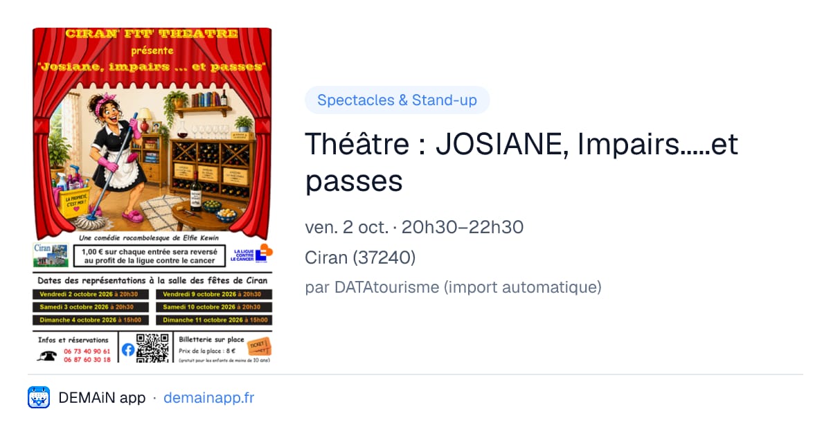 Théâtre : JOSIANE, Impairs.....et passes — Ciran