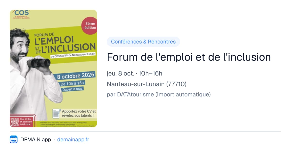 Forum de l'emploi et de l'inclusion — Nanteau-sur-Lunain