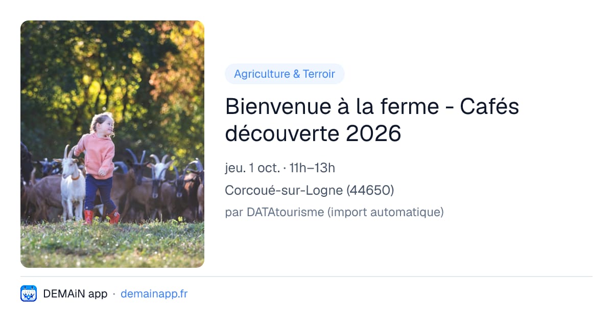 Bienvenue à la ferme - Cafés découverte 2026 — Corcoué-sur-Logne