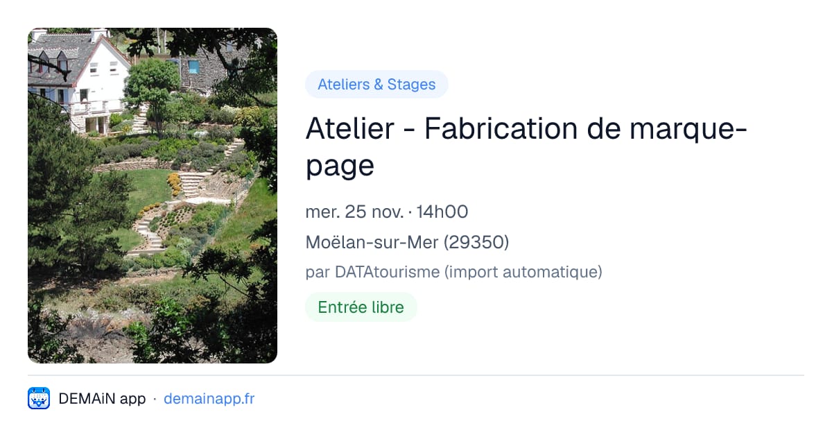 Atelier - Fabrication de marque-page — Moëlan-sur-Mer