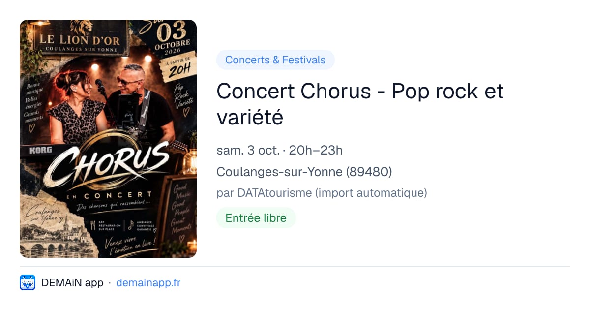 Concert Chorus - Pop rock et variété — Coulanges-sur-Yonne