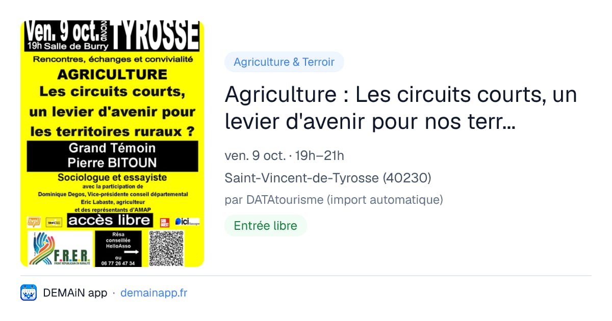 Agriculture : Les circuits courts, un levier d'avenir pour nos territoires ? — Saint-Vincent-de-Tyrosse