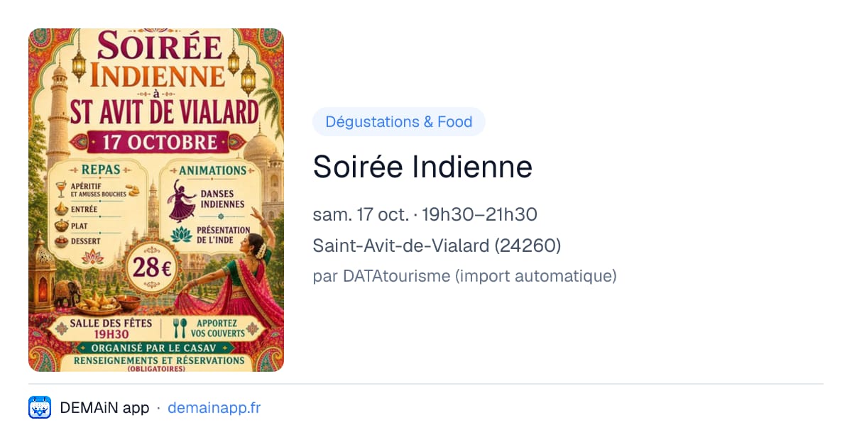 Soirée Indienne — Saint-Avit-de-Vialard