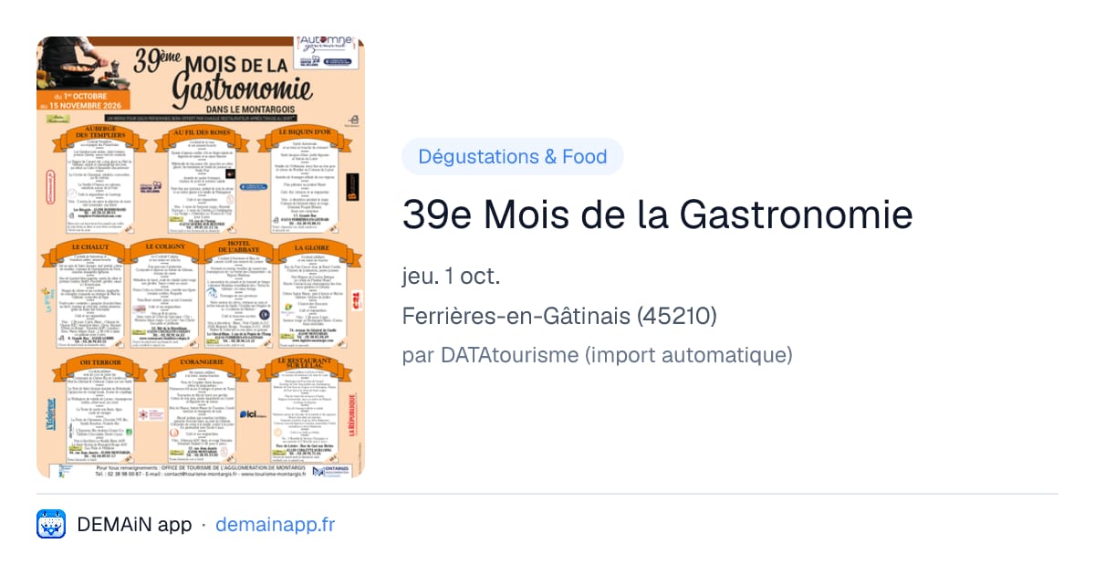 39e Mois de la Gastronomie — Ferrières-en-Gâtinais