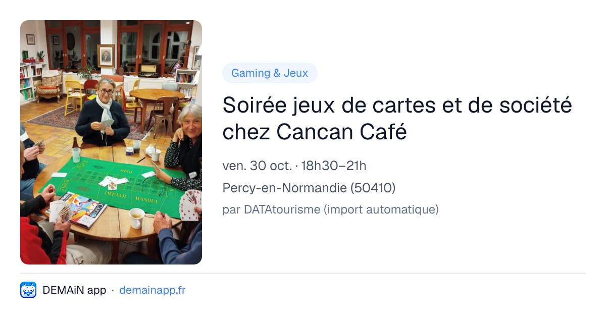 Soirée jeux de cartes et de société chez Cancan Café — Percy-en-Normandie