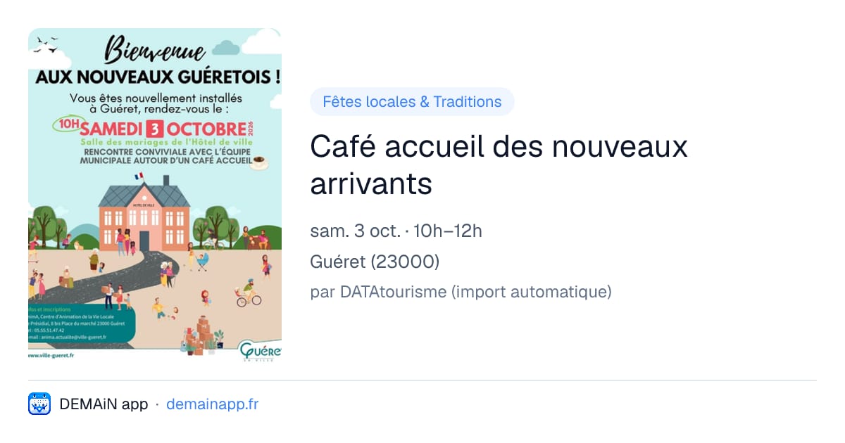 Café accueil des nouveaux arrivants — Guéret