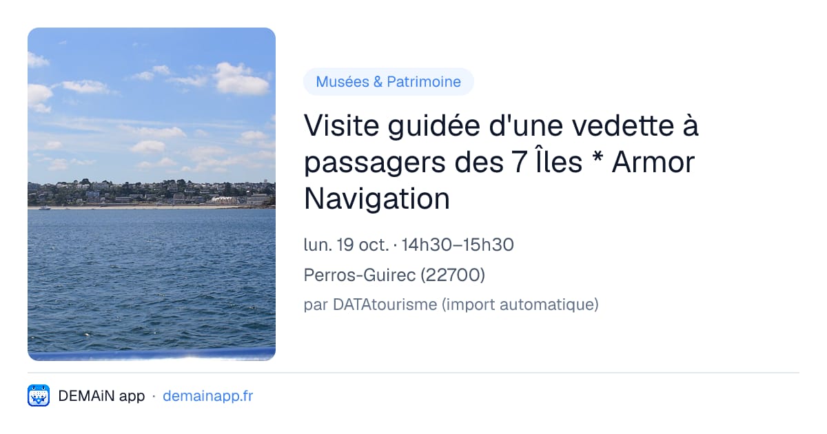 Visite guidée d'une vedette à passagers des 7 Îles * Armor Navigation — Perros-Guirec