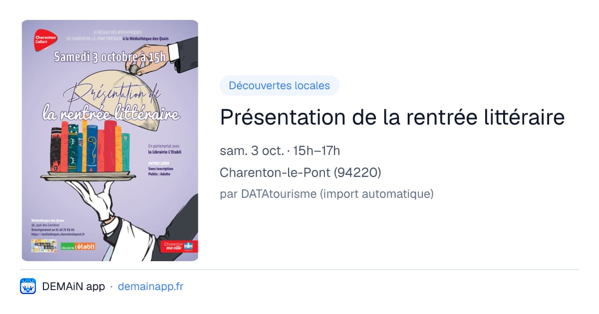 Présentation de la rentrée littéraire — Charenton-le-Pont