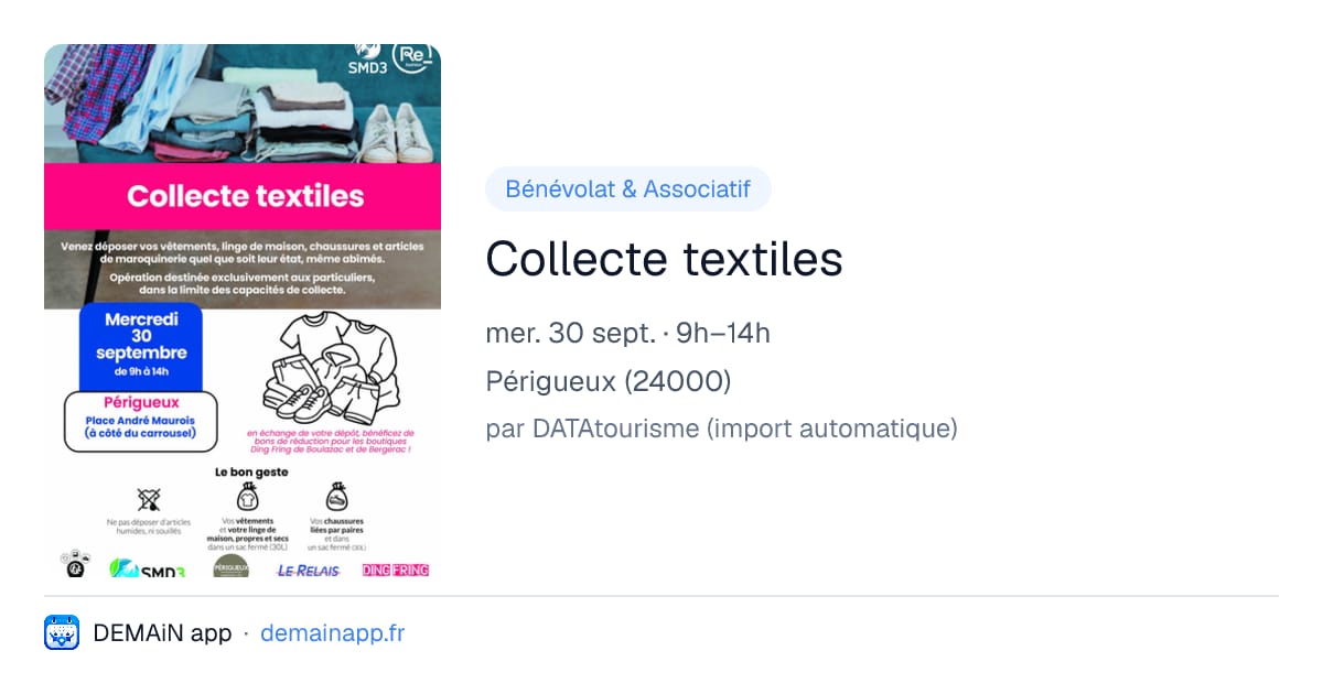 Collecte textiles — Périgueux