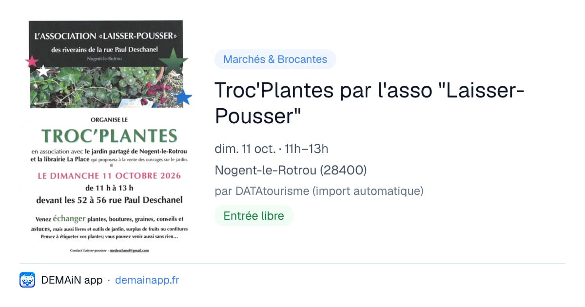 Troc'Plantes par l'asso "Laisser-Pousser" — Nogent-le-Rotrou