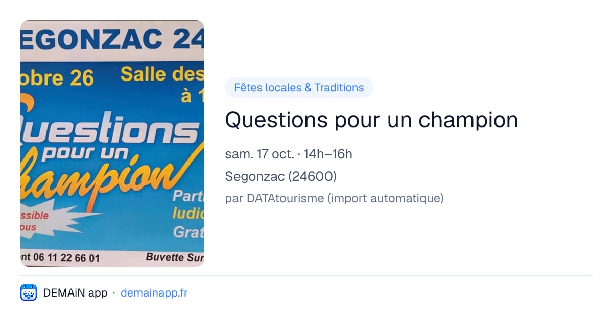 Questions pour un champion — Segonzac